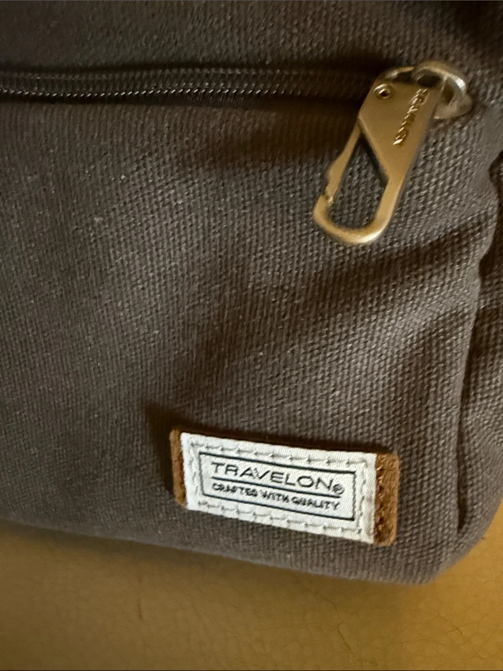 Travelon Anti-Theft Heritage Brown Gray Canvas Crossbody Messenger Bag